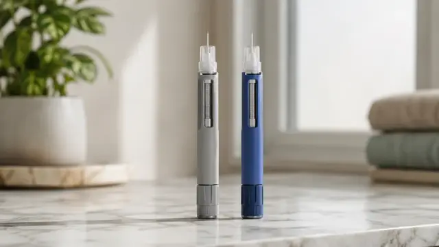 Yurpeak and Mounjaro KwikPen injection pens placed side by side for comparison